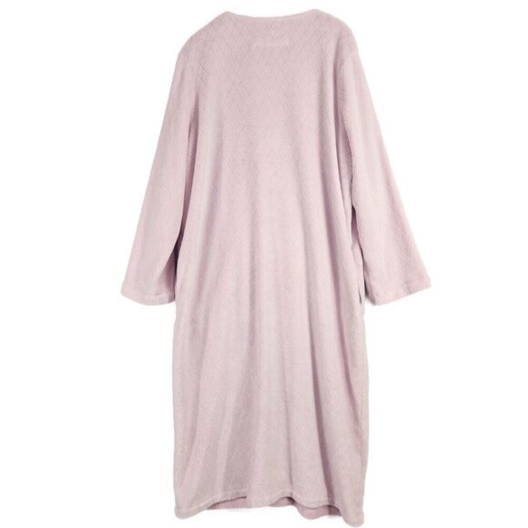 Oscar de la Renta  Quilted Fleece Zip Up Robe Women's L/XL Pink Pockets - Picture 4 of 10